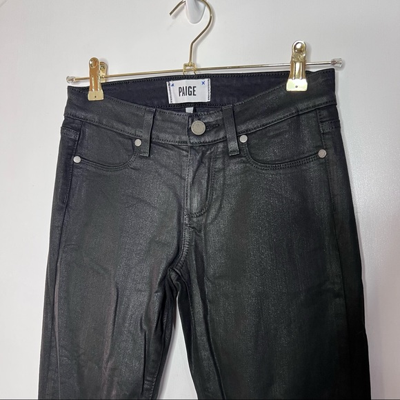 PAIGE Verdugo Ankle Black Fog Lux Coating Skinny Jeans - Picture 9 of 14